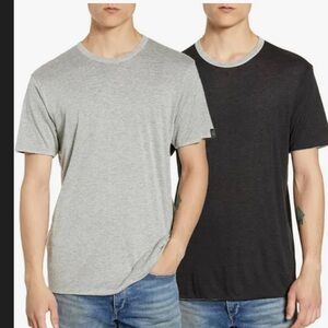 Rag & Bone Men’s Heather Gray/Charcoal Reversible Slim Fit Short Sleeve T-Shirt